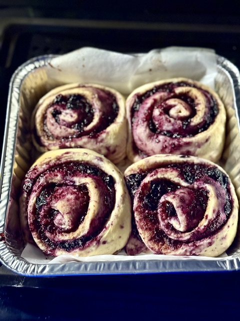 Fresh-baked blueberry sweet rolls